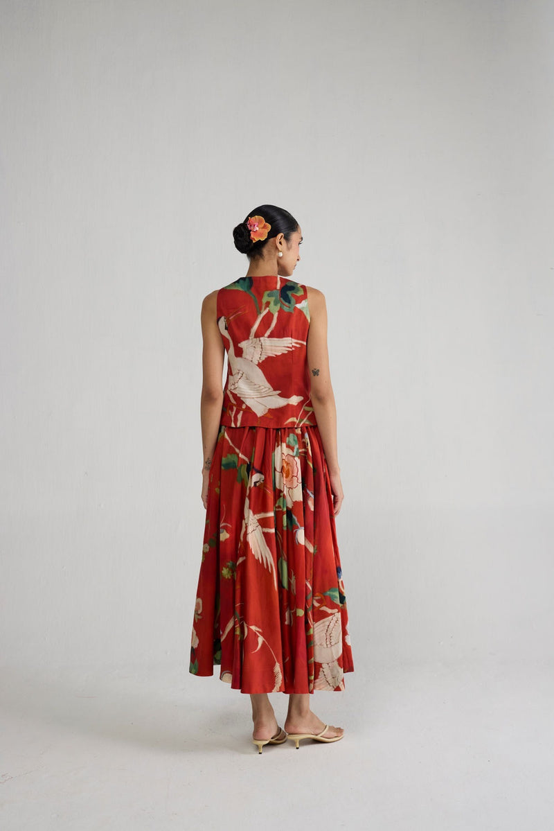 Bara Waistcoat & Skirt Set co-ord set by YAM-ORIENTAL GARDEN SEP'26 for women Worldwide