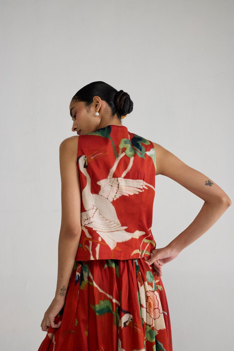Bara Waistcoat & Skirt Set co-ord set by YAM-ORIENTAL GARDEN SEP'26 for women Worldwide