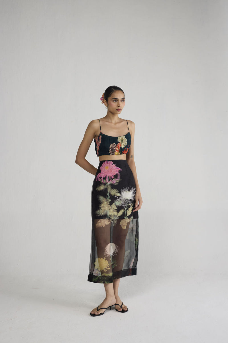 Minori Bralette & Organza Skirt Set co-ord set by YAM-ORIENTAL GARDEN SEP'26 for women Worldwide