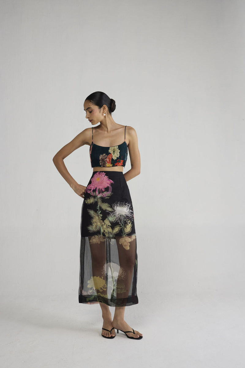 Minori Bralette & Organza Skirt Set co-ord set by YAM-ORIENTAL GARDEN SEP'26 for women Worldwide