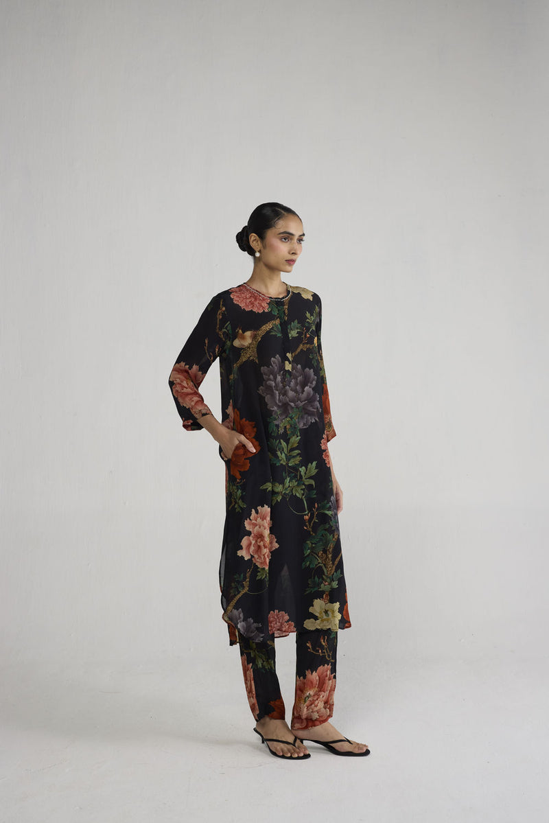 Himari Long Crepe Kurta Set co-ord set by YAM-ORIENTAL GARDEN SEP'26 for women Worldwide