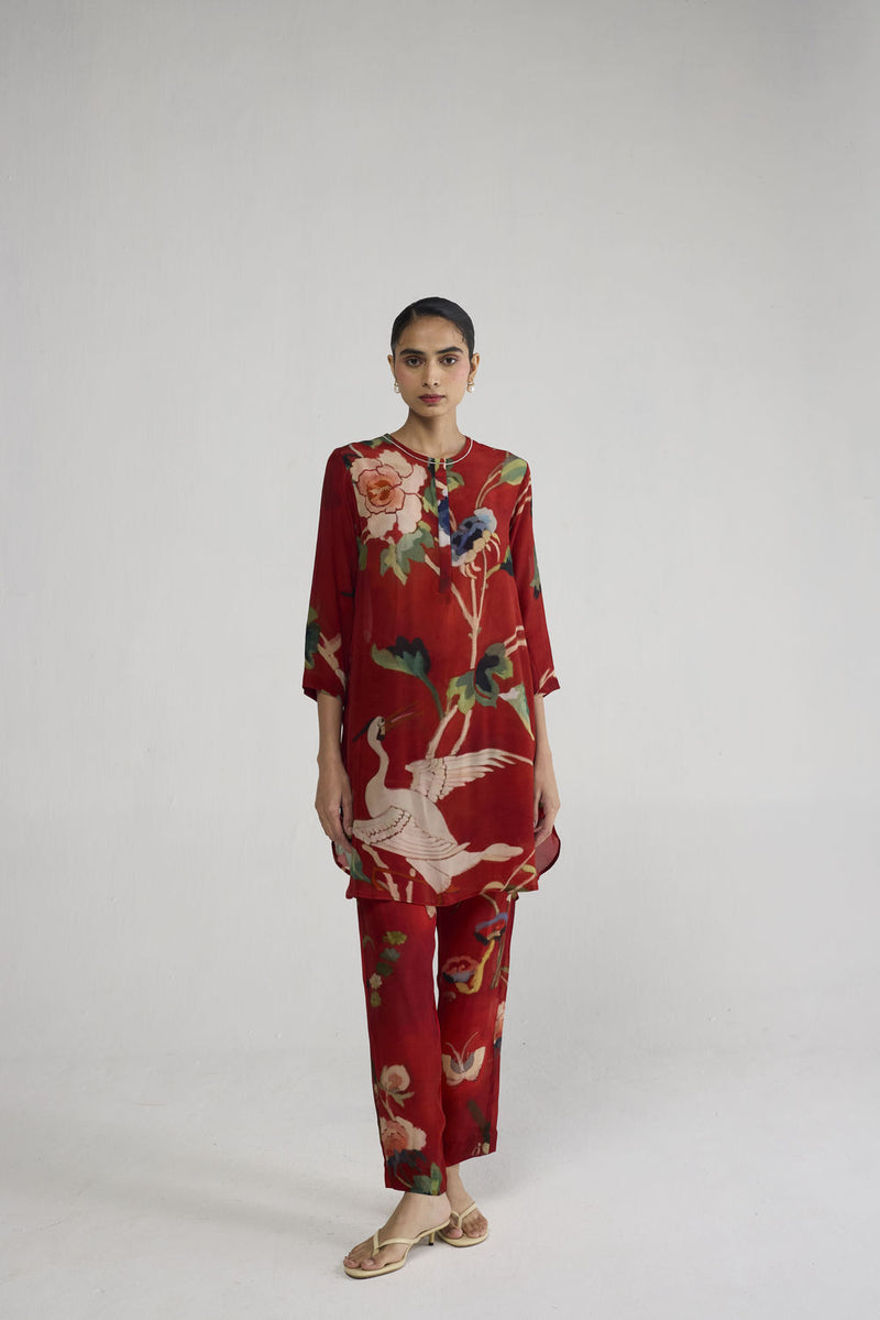 Bara Crepe Short Kurta Set co-ord set by YAM-ORIENTAL GARDEN SEP'26 for women Worldwide