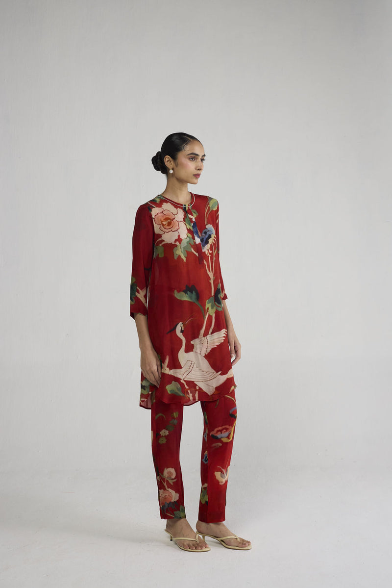 Bara Crepe Short Kurta Set co-ord set by YAM-ORIENTAL GARDEN SEP'26 for women Worldwide