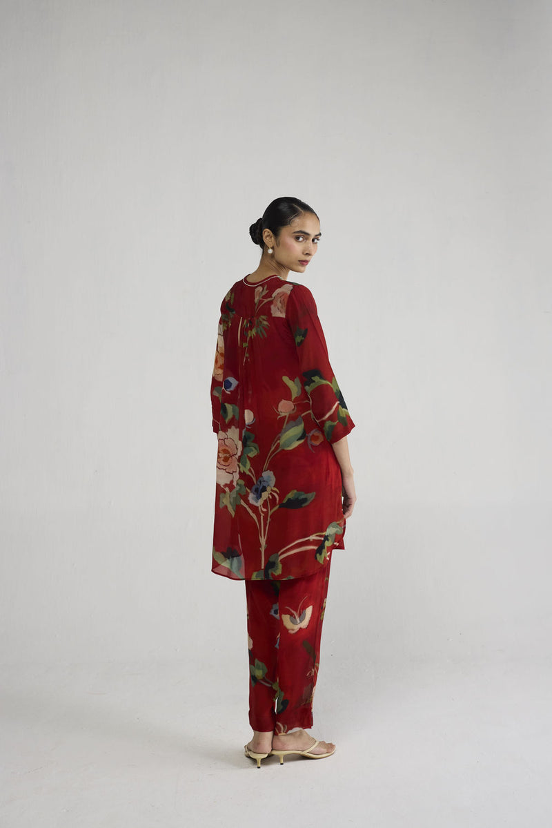 Bara Crepe Short Kurta Set co-ord set by YAM-ORIENTAL GARDEN SEP'26 for women Worldwide