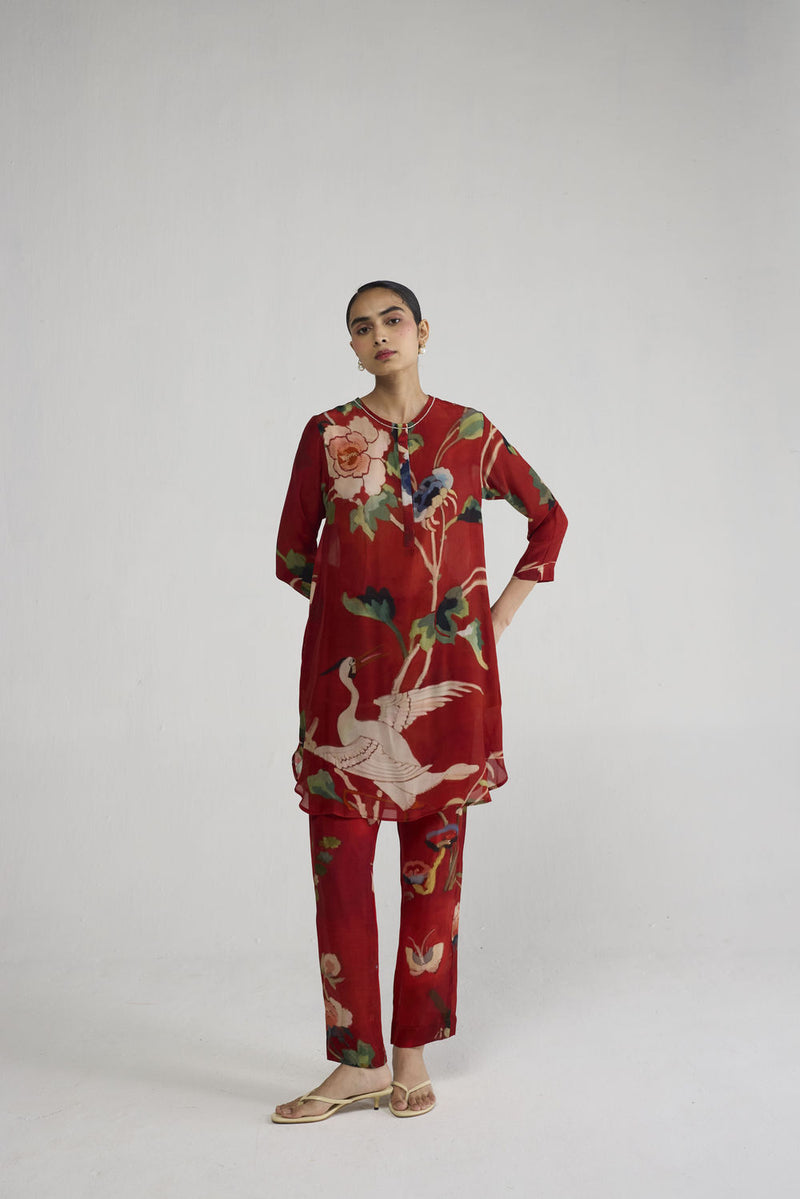 Bara Crepe Short Kurta Set co-ord set by YAM-ORIENTAL GARDEN SEP'26 for women Worldwide