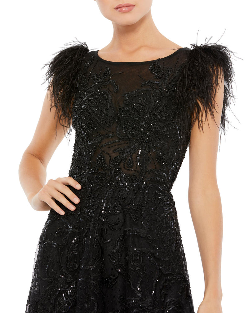 MD-20296 Long Flared Gown-Black by Mac Duggal in black color for women Worldwide