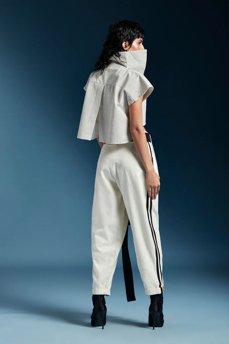 Odete Trousers-White cotton by Chola in white color for women Worldwide