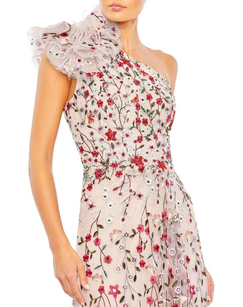 20331-Embellished Ruffled One Shoulder A Line Gown mul by Mac Duggal in multi color for women Worldwide