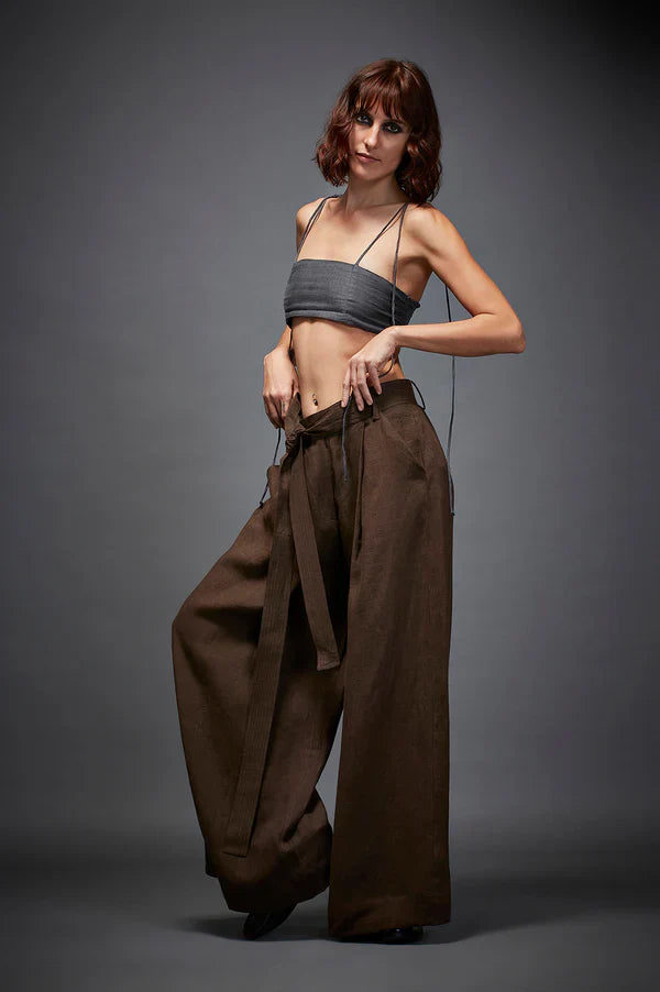 BREE TROUSERS IN BROWN by Chola in brown color for women Worldwide