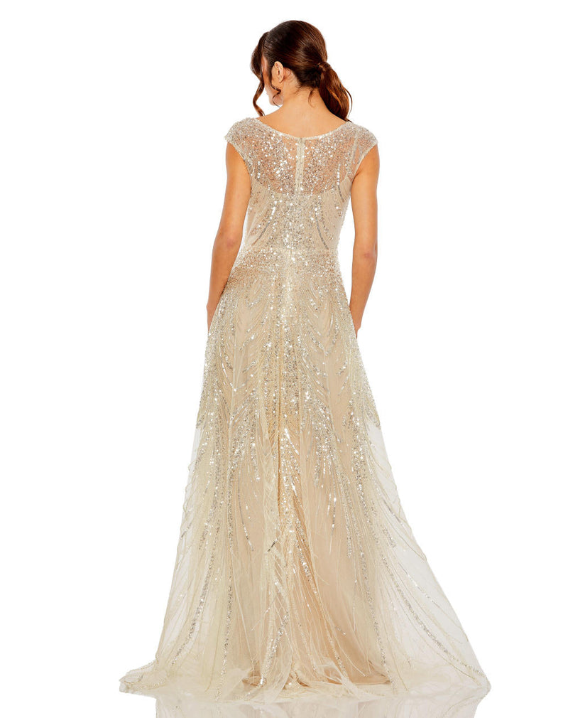 MD-20524 Longflared Gown-Beige by Mac Duggal in beige color for women Worldwide