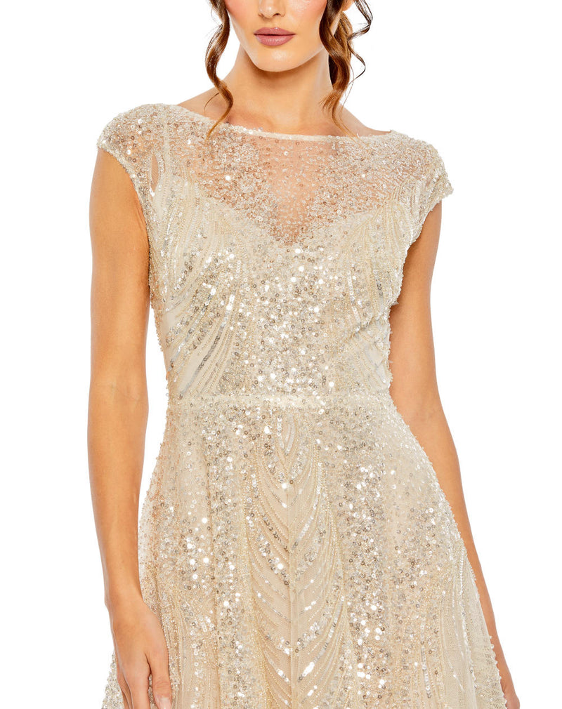 MD-20524 Longflared Gown-Beige by Mac Duggal in beige color for women Worldwide