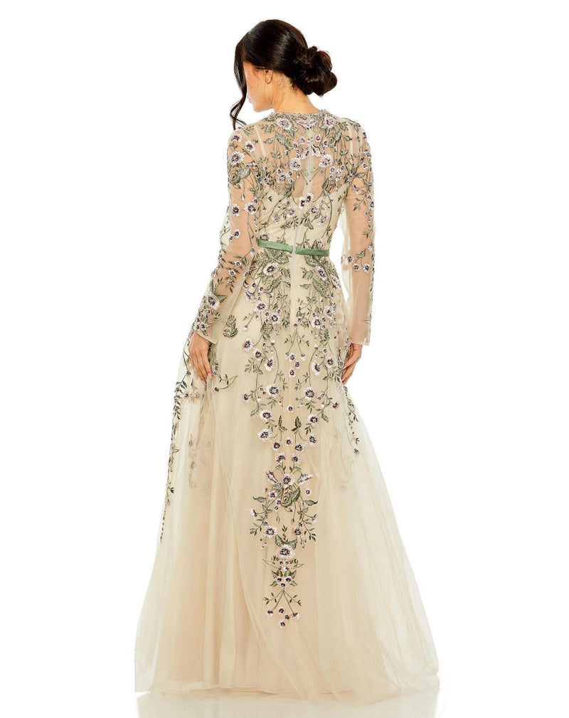 MD-20580 Flared Gown-Beige by Mac Duggal in beige color for women Worldwide