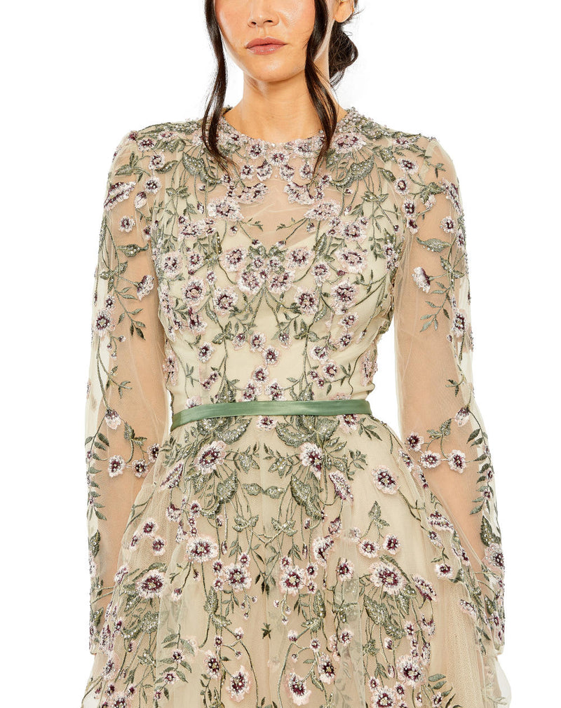 MD-20580 Flared Gown-Beige by Mac Duggal in beige color for women Worldwide