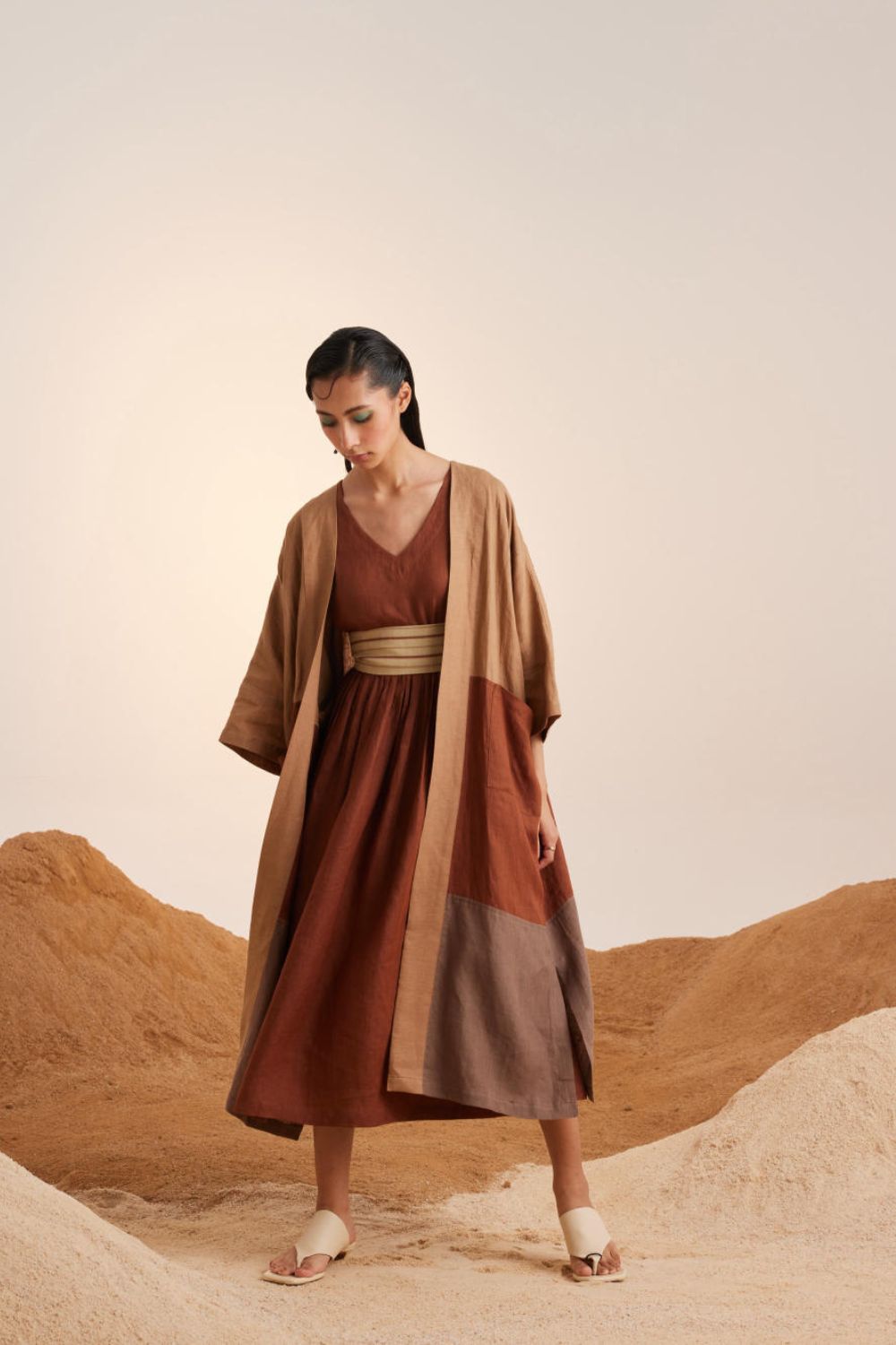 Freya Cape Set (3 pcs)-Sand-Rust & Ash