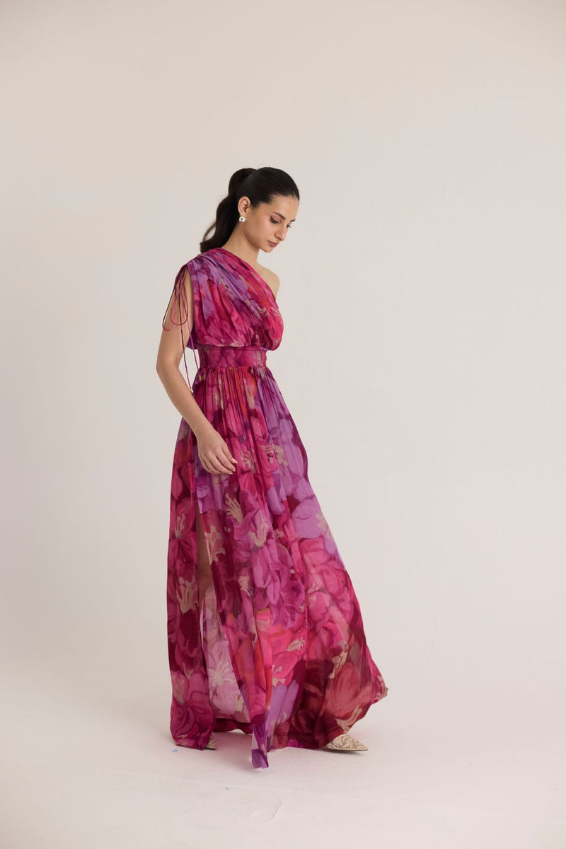 VIOLET ONE SHOULDER DRESS by Yam in pink color for women Worldwide