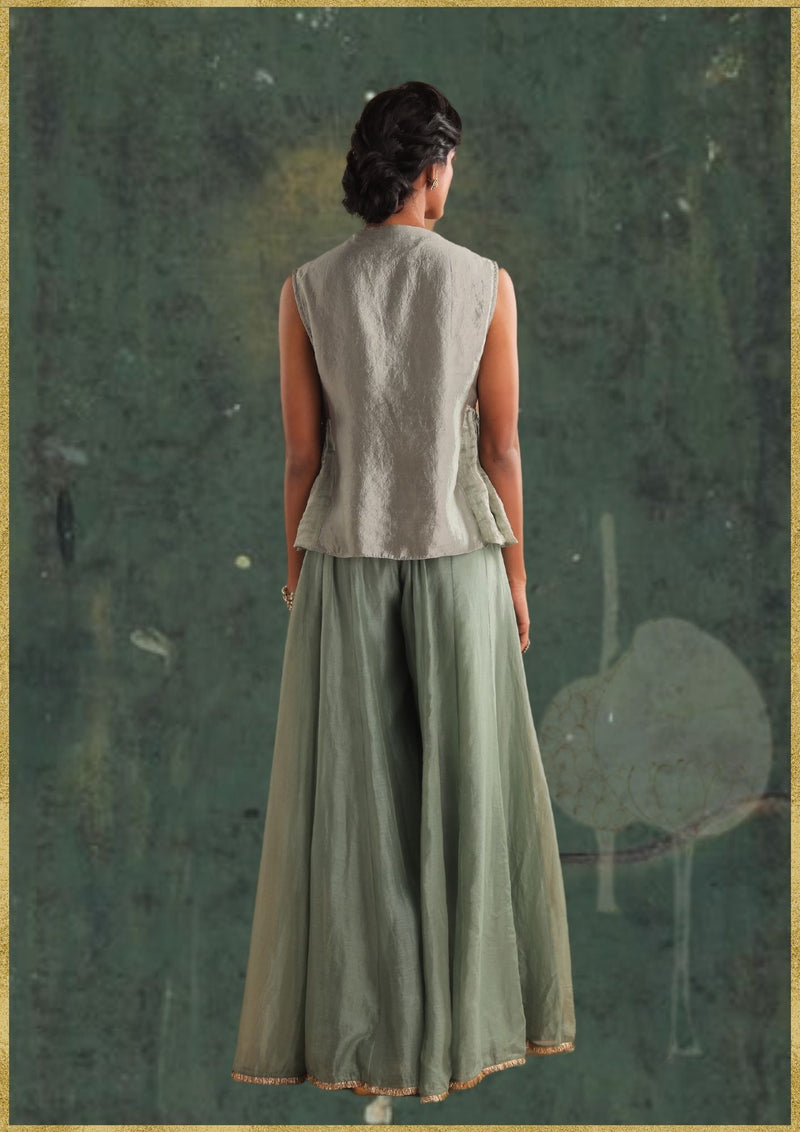 Pistachio Top & Palazzo by Myoho in green color for women Worldwide