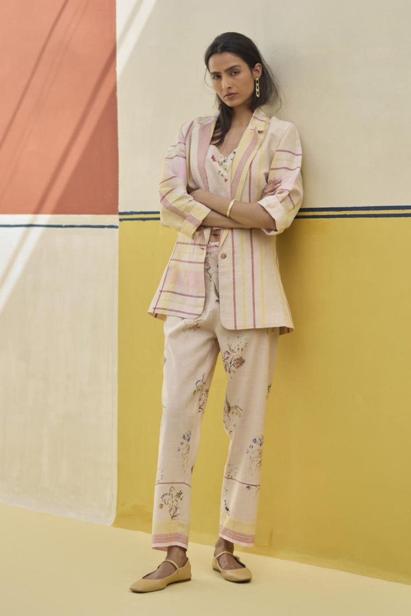 Talia Check Linen Co-ord Set
 -Sand by Manan in natural color for women Worldwide
