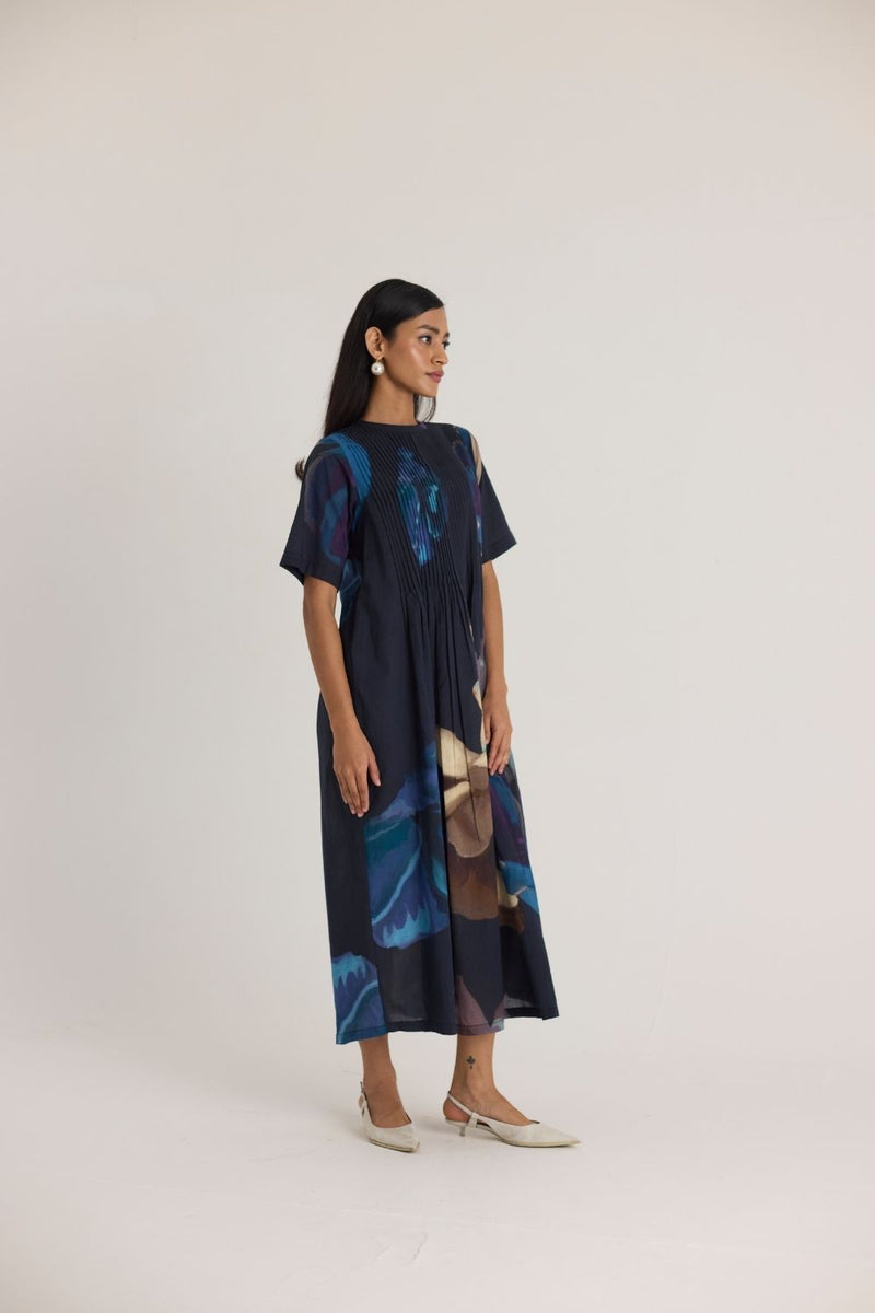 ROCCO PINTUCK DRESS cotton by Yam in black color for women Worldwide