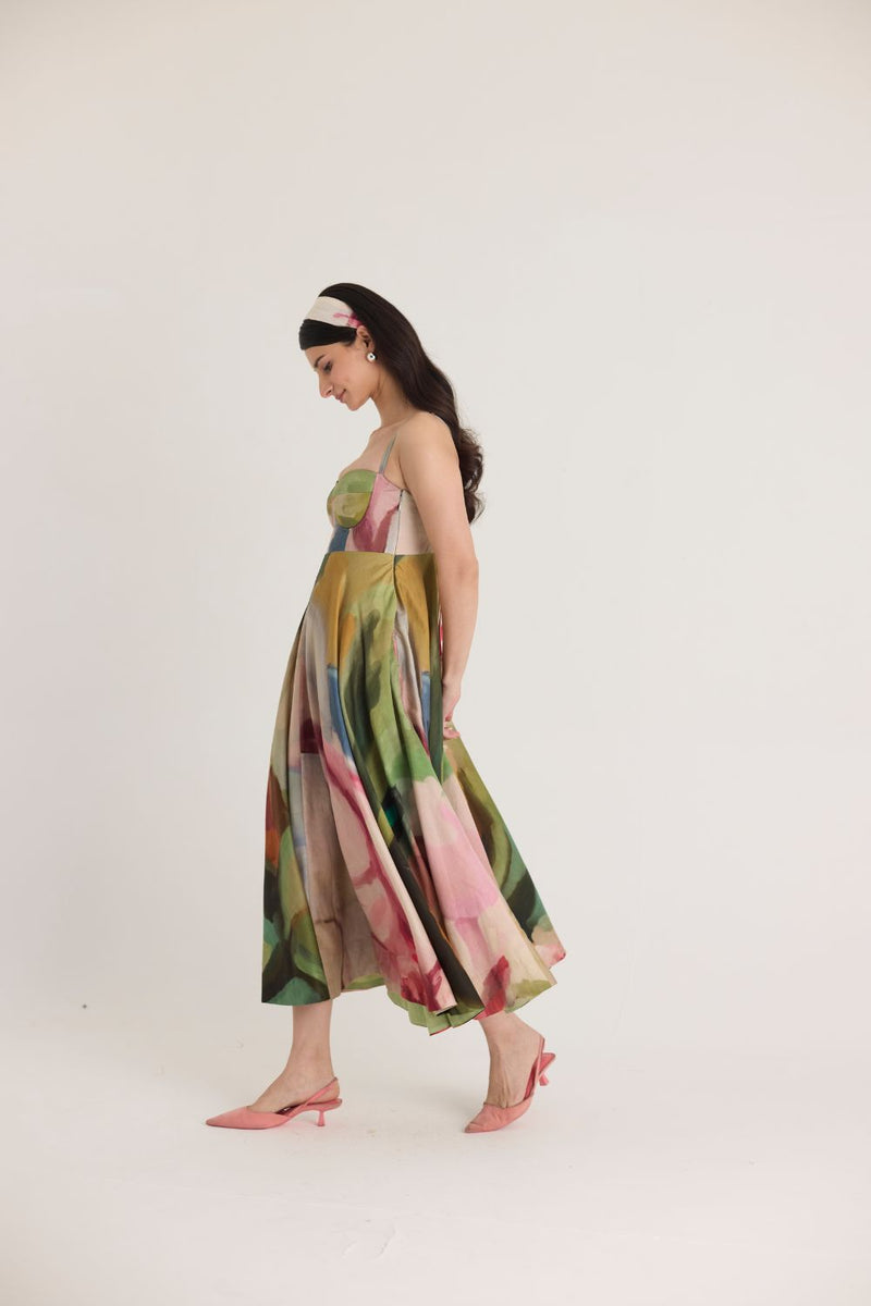 TILLY FLARED BRALETTE DRESS satin by Yam in multi color for women Worldwide