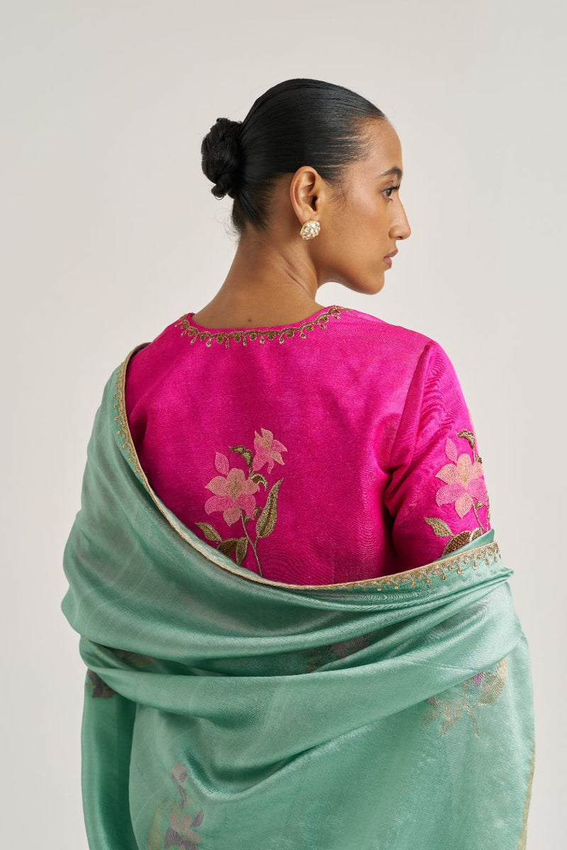Lilly Blouse Pink silk by Suparna Som in pink color for women Worldwide