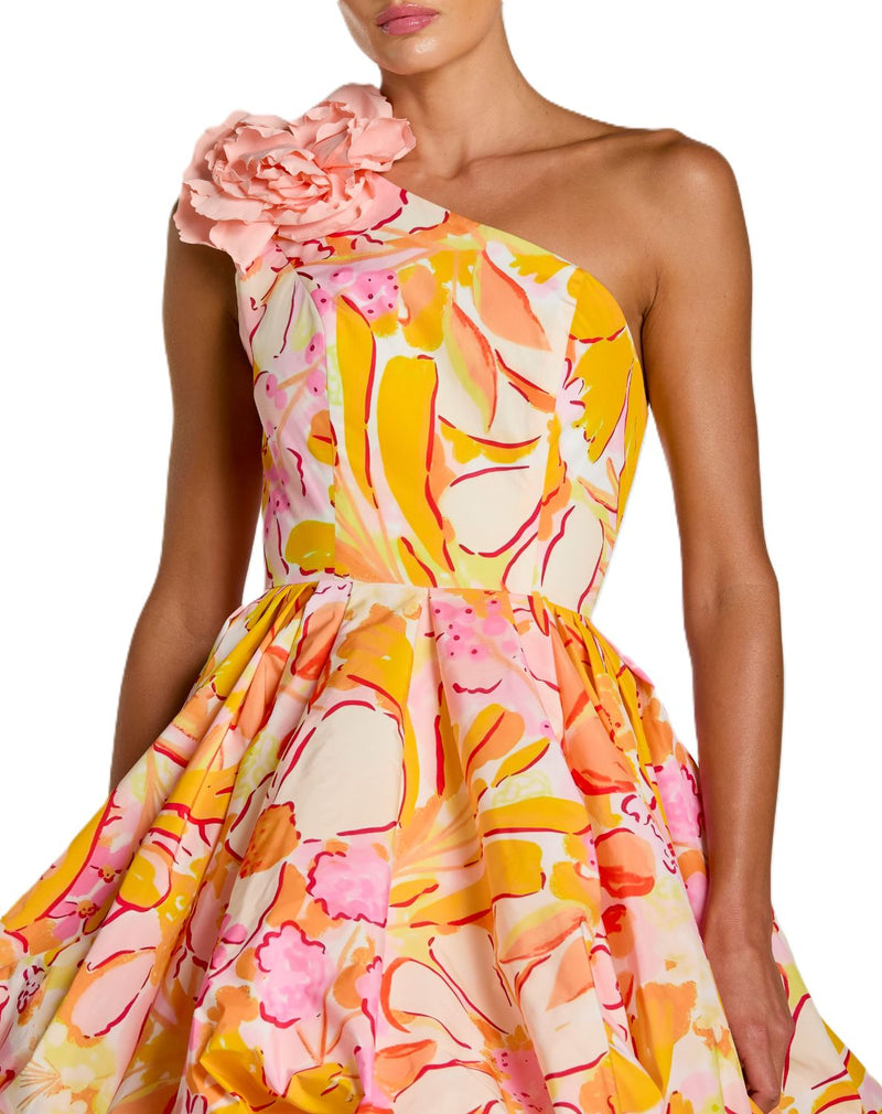 21231 - Yellow Taffeta One Shoulder Bubble Mini Dress by Mac Duggal in yellow color for women Worldwide