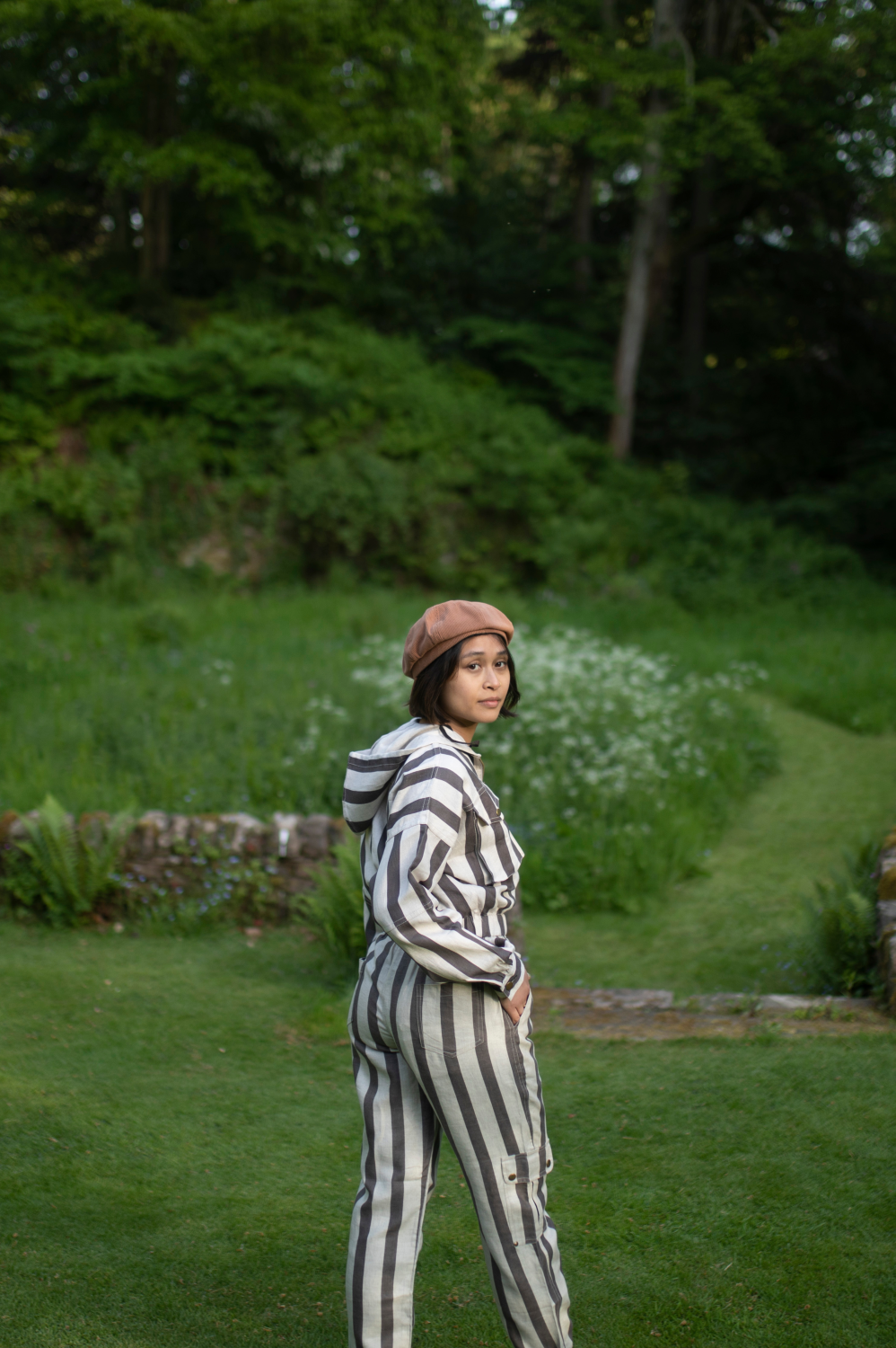 Seoul Oversized Jacket - Printed-Grey Stripes