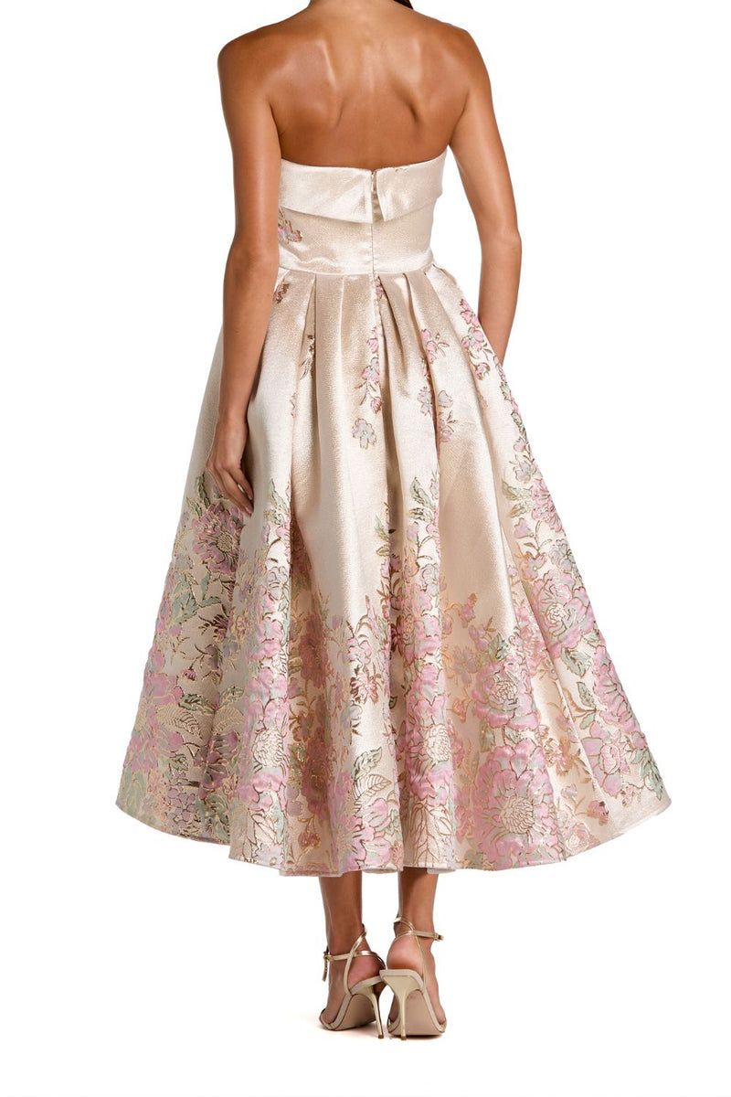 21372 - Ivory Strapless Brocade A Line Midi Dress polyester cocktail/party dress by Mac Duggal in ivory for women Worldwide