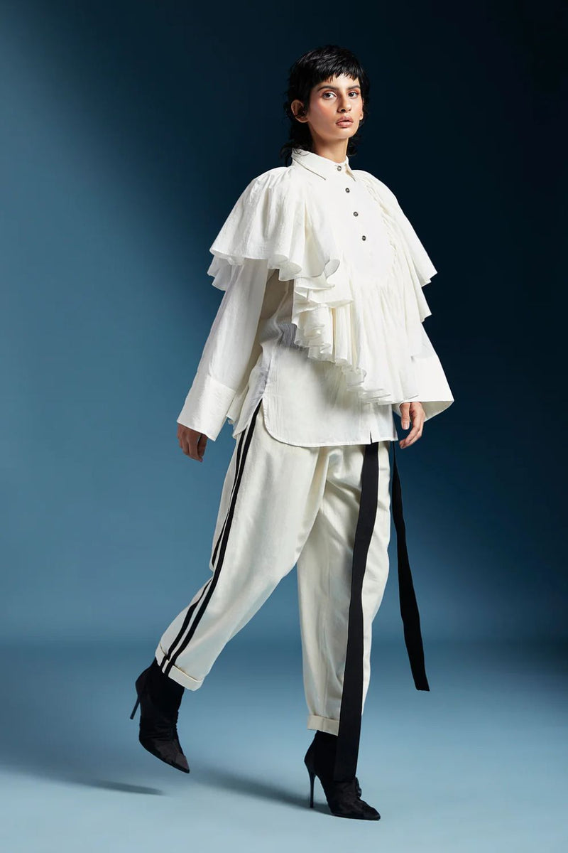 Ana Shirt-White cotton by Chola in white color for women Worldwide