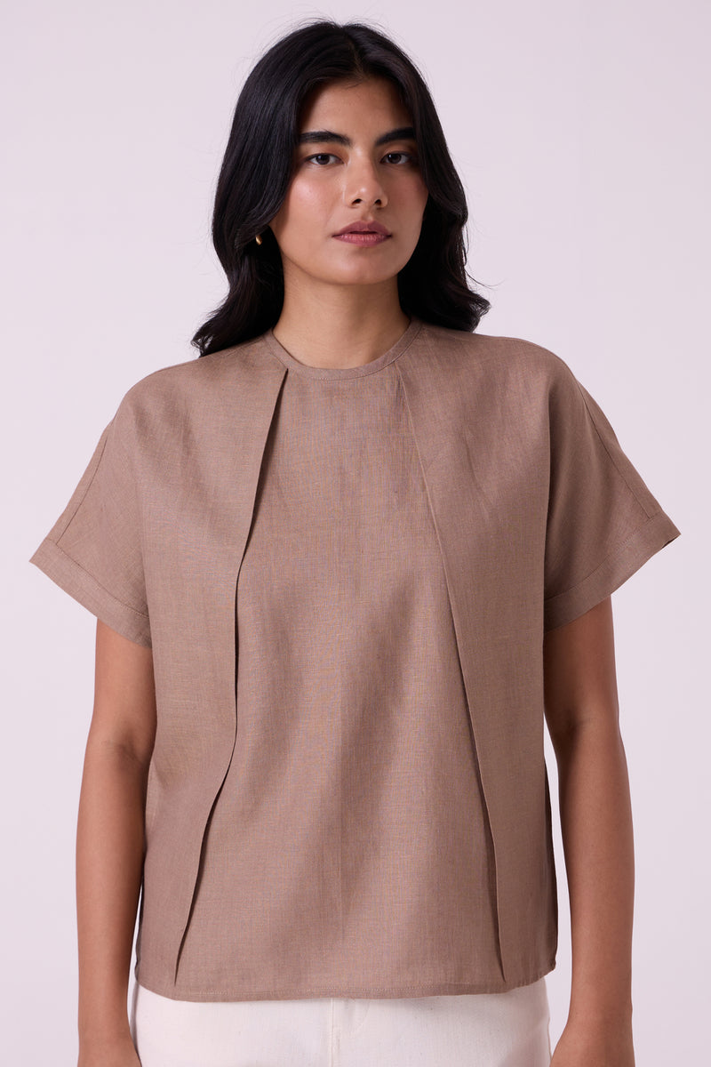 Pam Brown Linen Top linen top/shirt by The Summer House in brown for women Worldwide