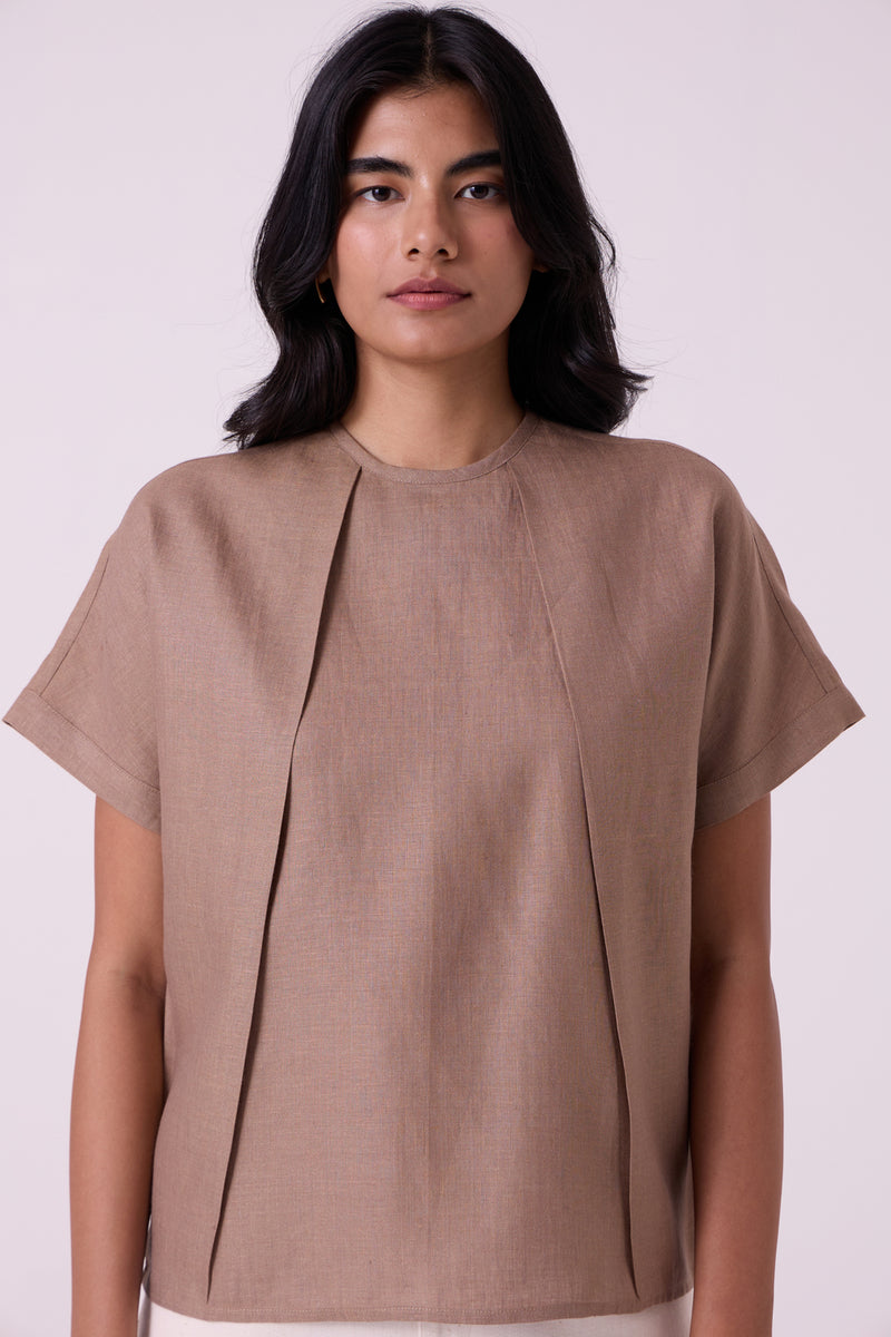 Pam Brown Linen Top linen top/shirt by The Summer House in brown for women Worldwide