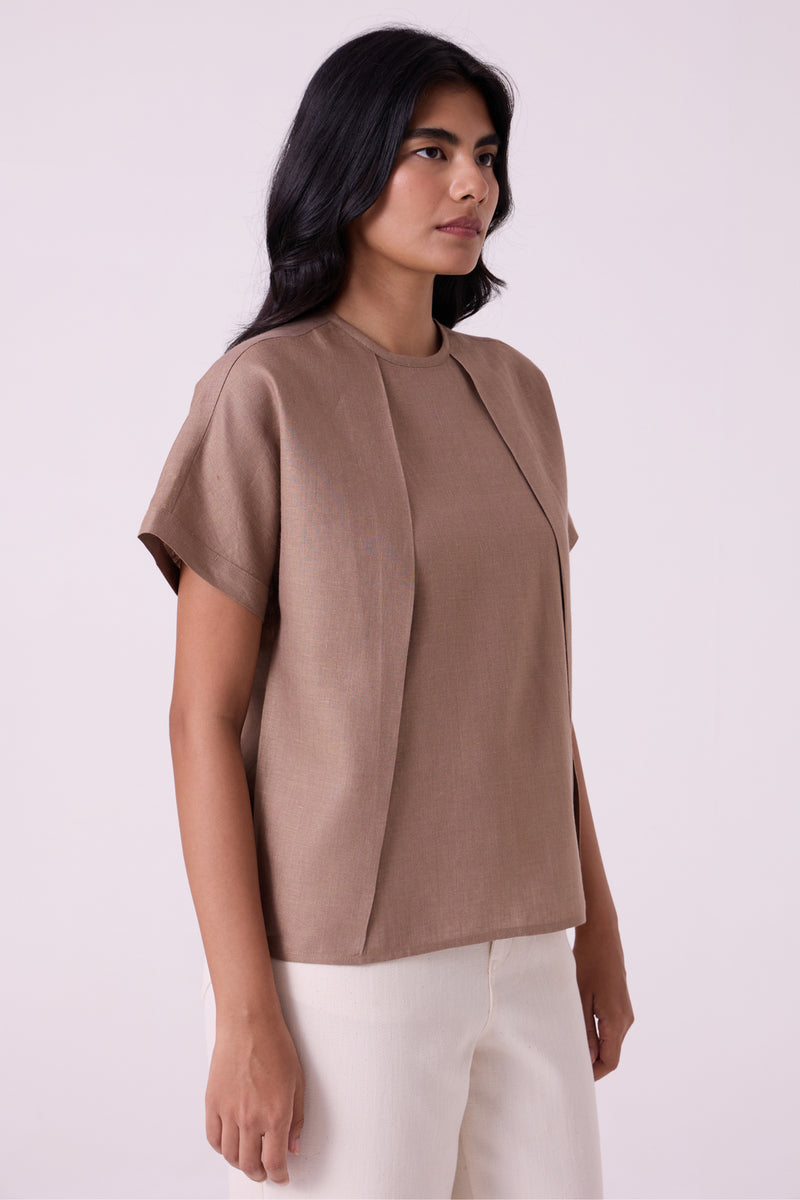 Pam Brown Linen Top linen top/shirt by The Summer House in brown for women Worldwide