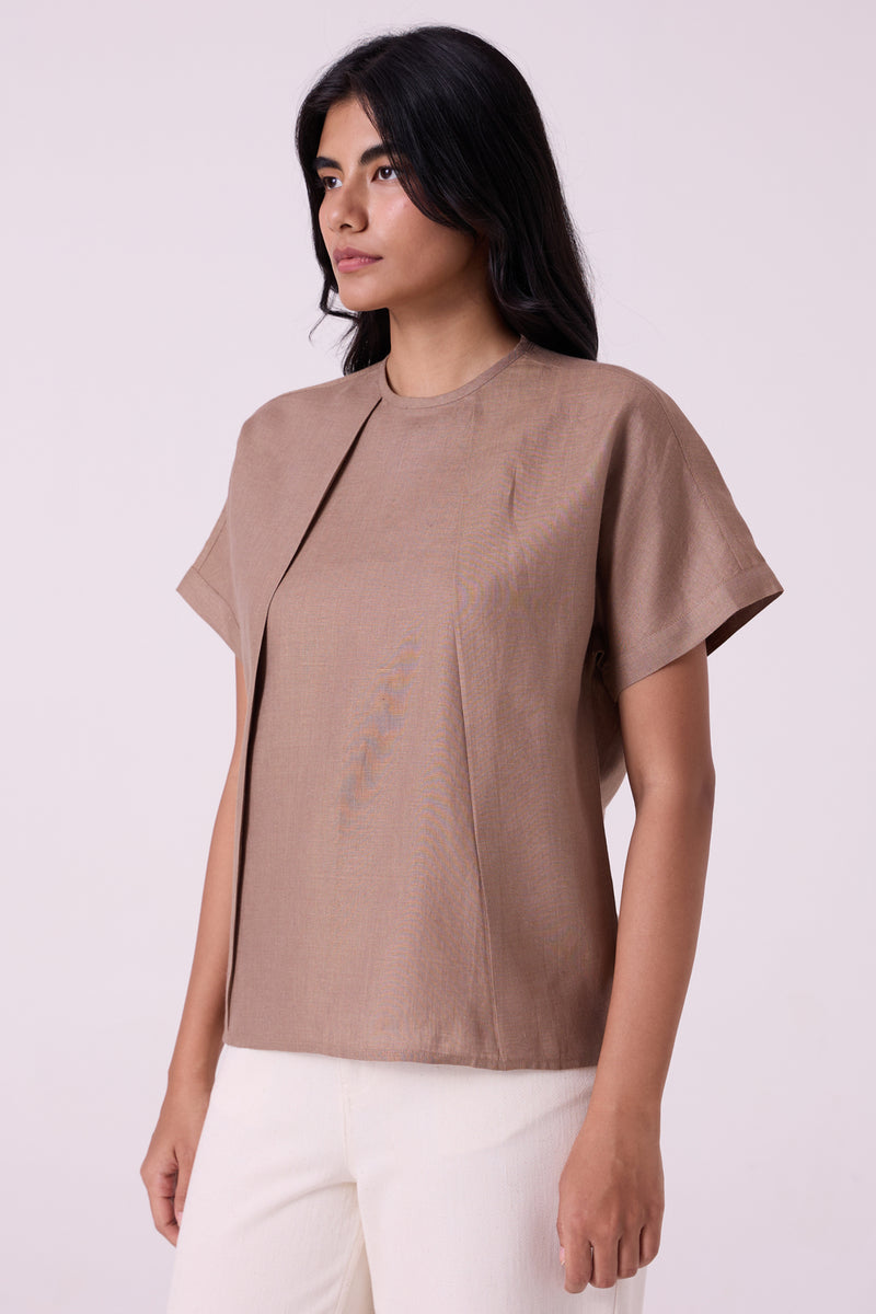 Pam Brown Linen Top linen top/shirt by The Summer House in brown for women Worldwide