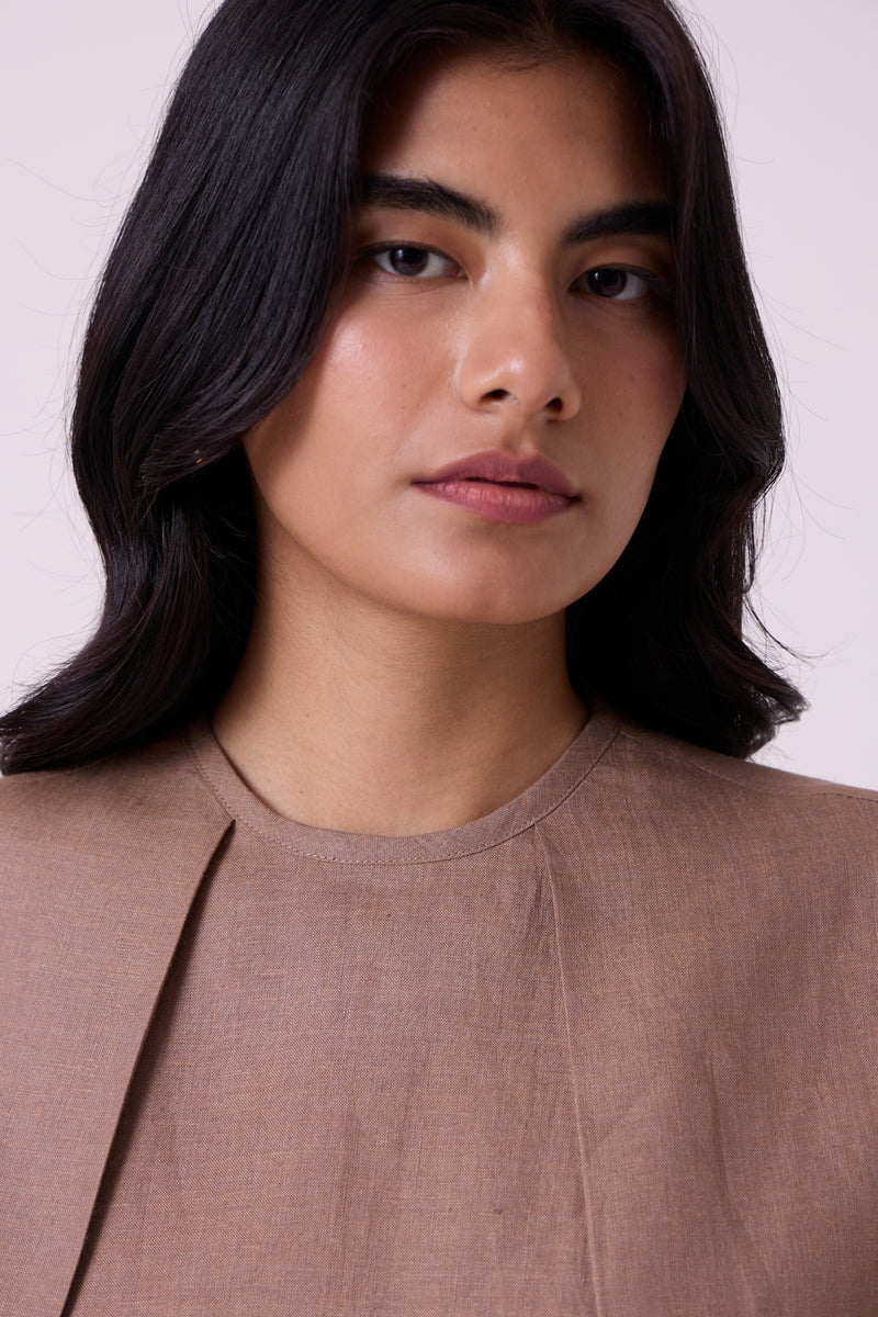 Pam Brown Linen Top linen top/shirt by The Summer House in brown for women Worldwide