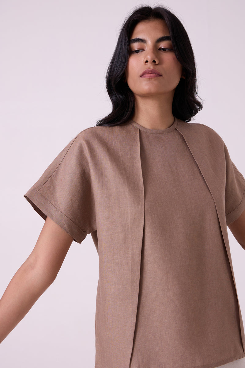 Pam Brown Linen Top linen top/shirt by The Summer House in brown for women Worldwide