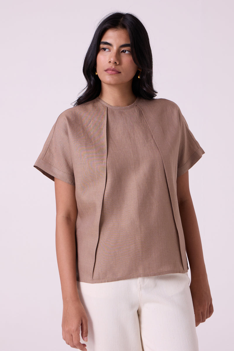 Pam Brown Linen Top linen top/shirt by The Summer House in brown for women Worldwide