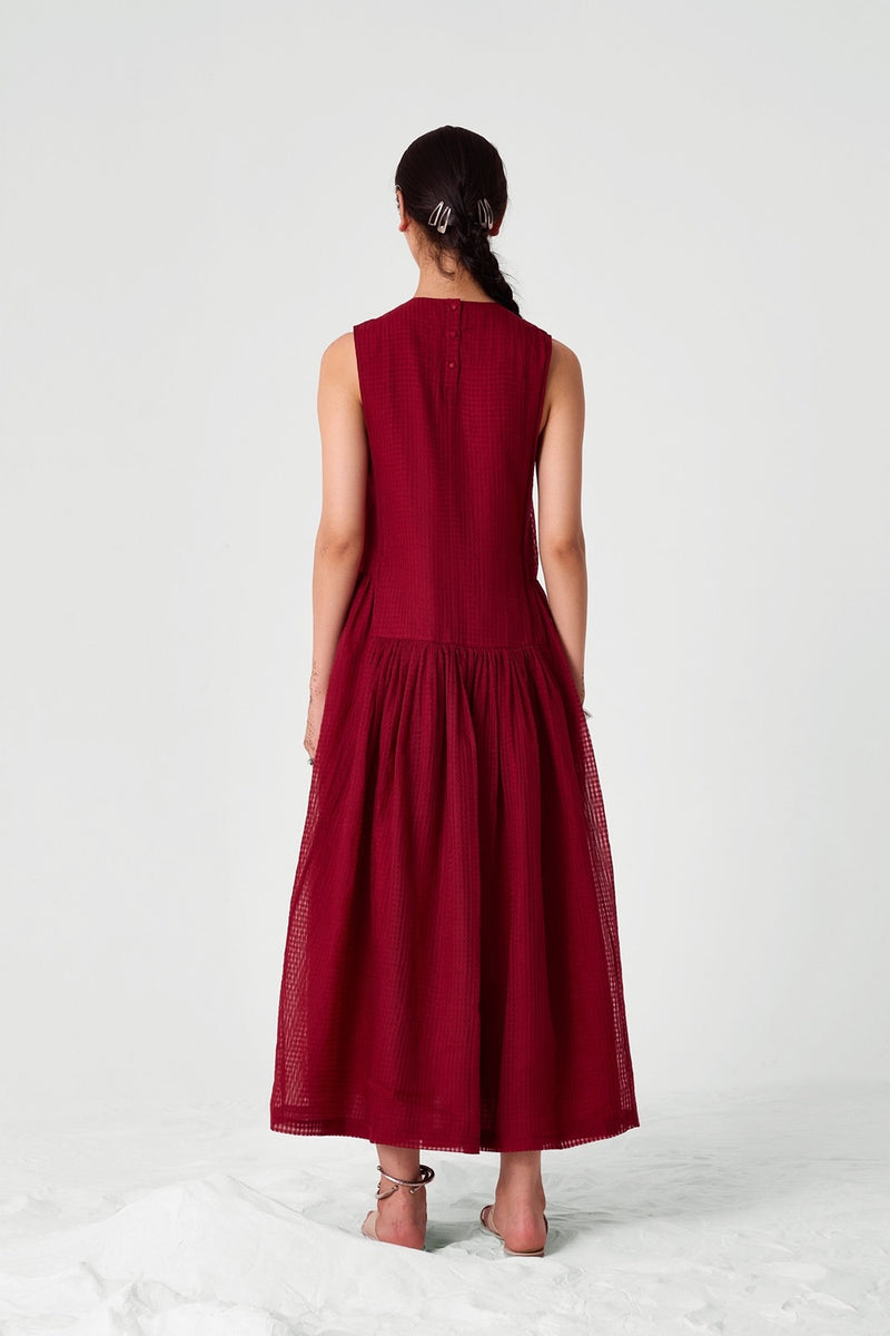 Aleksey Pink Checks Handwoven Dress