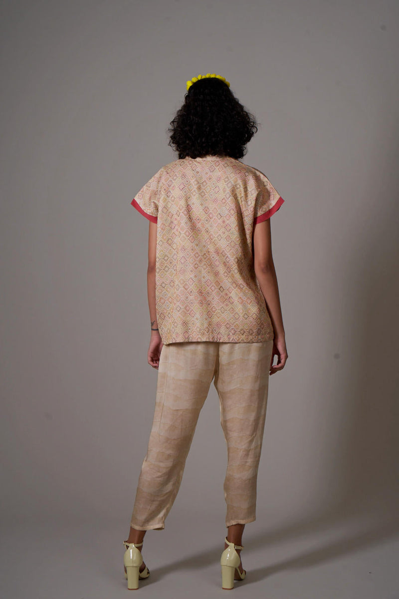 Yumika_PP silk and mul cotton silk kurta set silk by Priti Prashant in peach color for women Worldwide