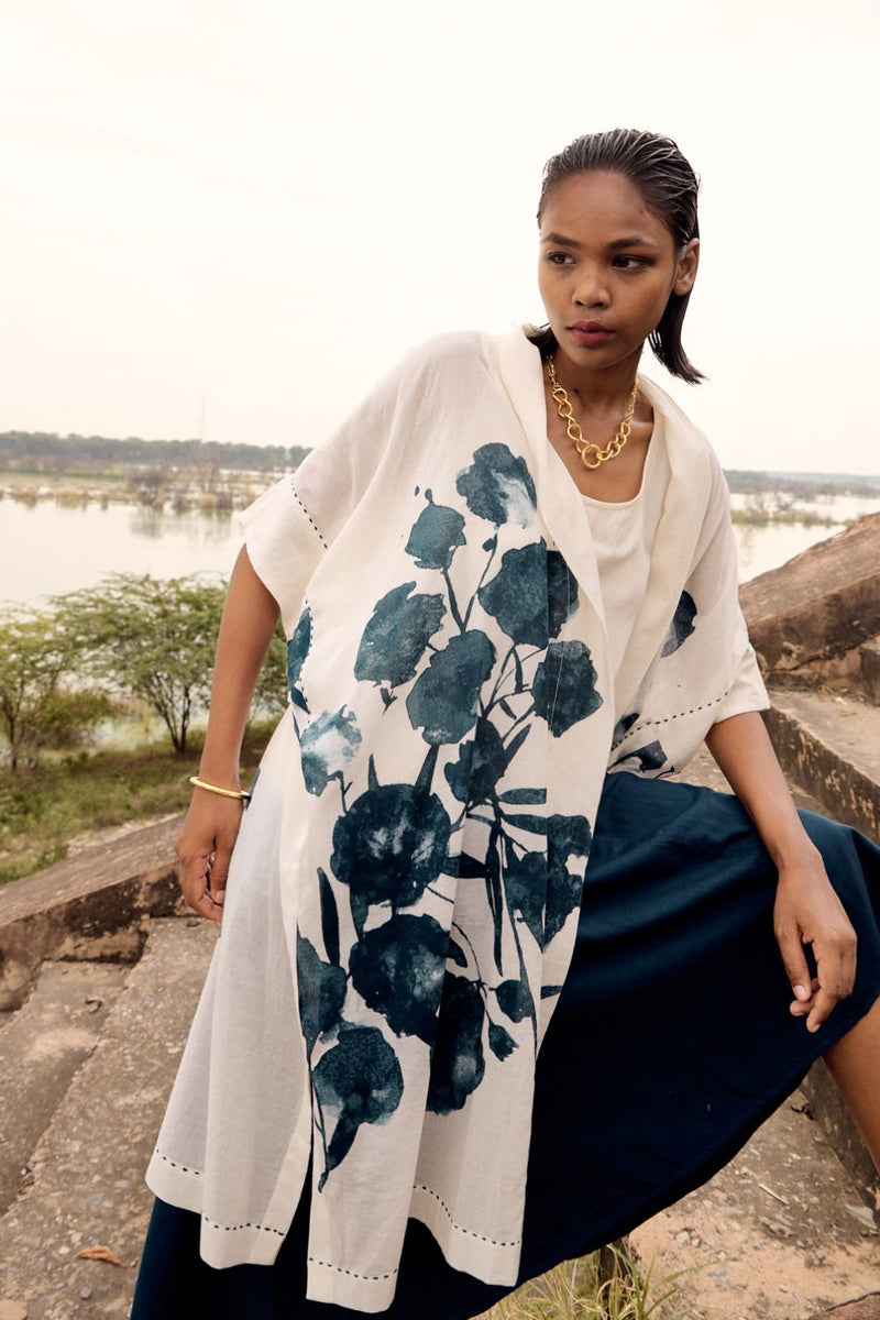 Bower bird co-ord set cotton by Khara Kapas in blue for women Worldwide