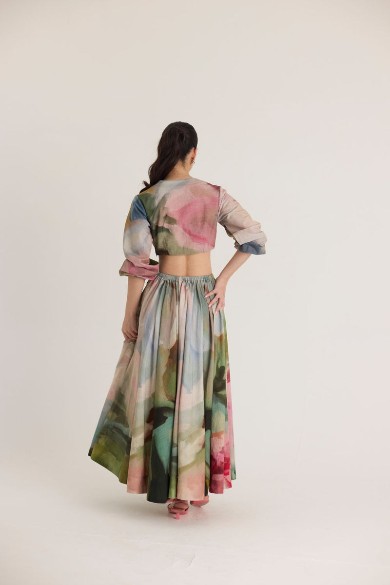 TILLY BOTH SIDE CUT DRESS poplin by Yam in multi color for women Worldwide