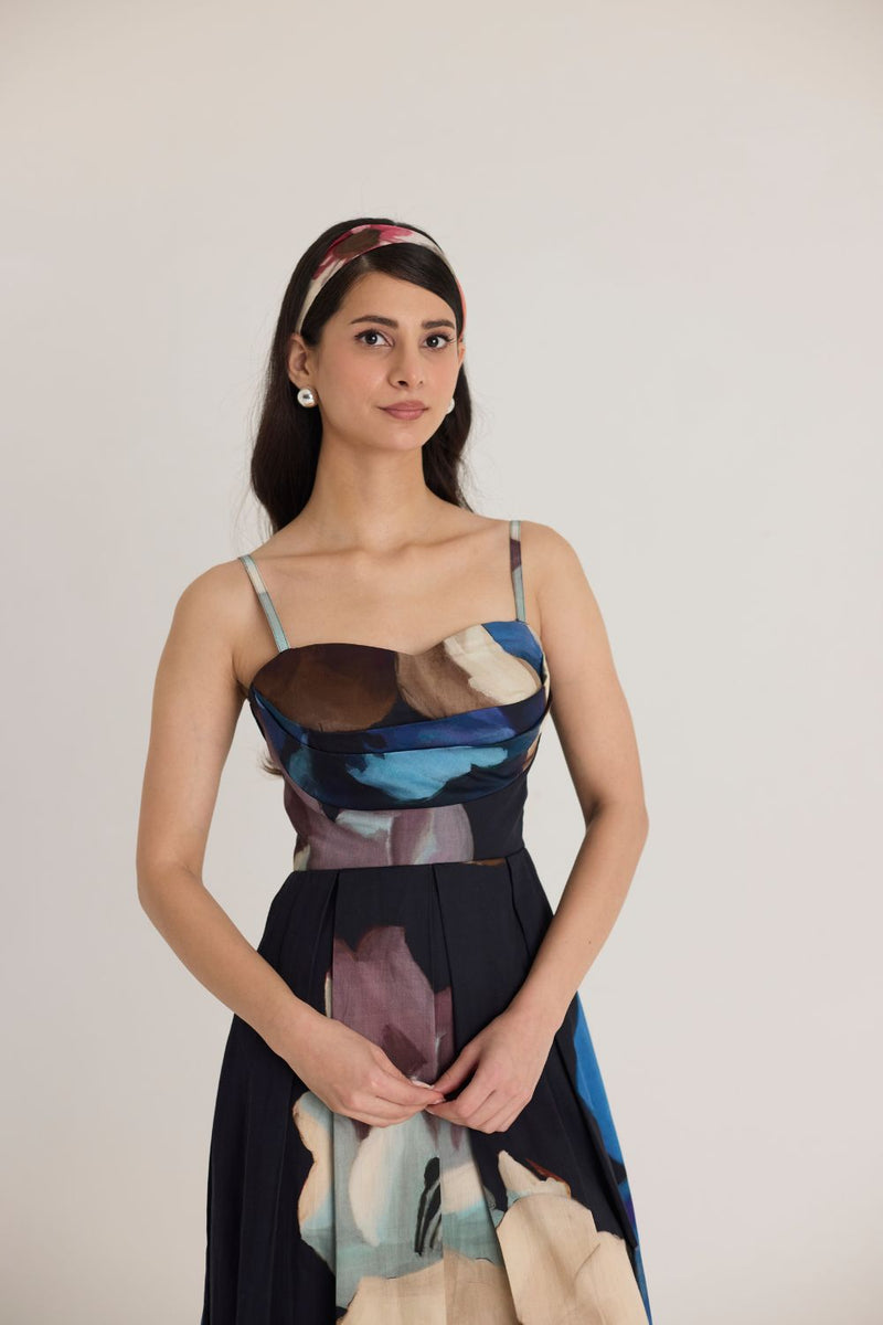 ROCCO COWL BRALETTE DRESS satin by Yam in black color for women Worldwide