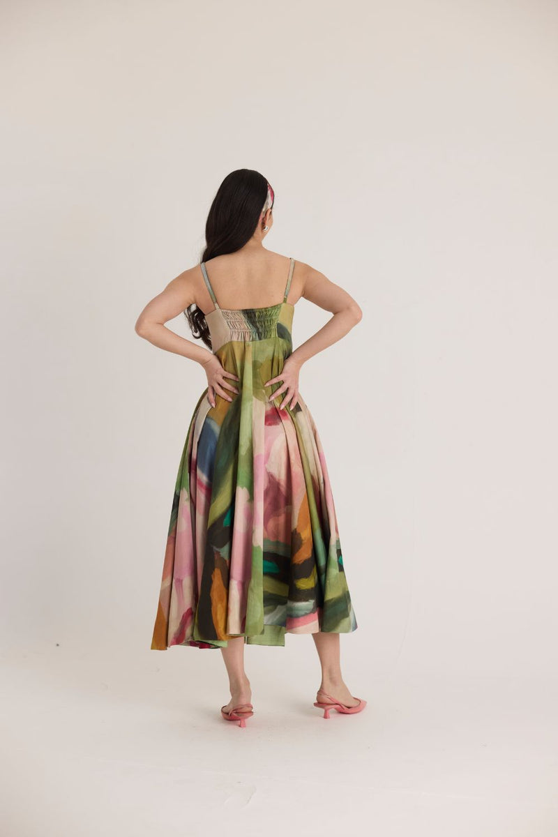 TILLY FLARED BRALETTE DRESS satin by Yam in multi color for women Worldwide