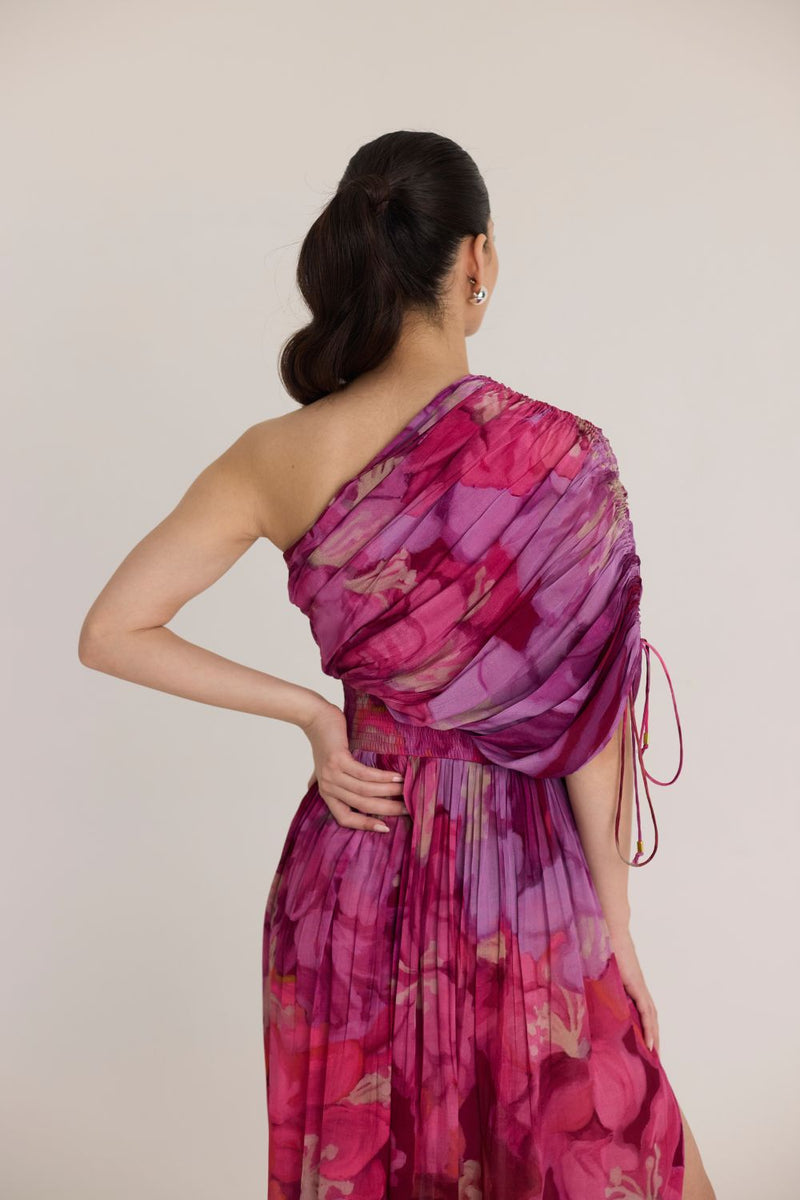 VIOLET ONE SHOULDER DRESS by Yam in pink color for women Worldwide