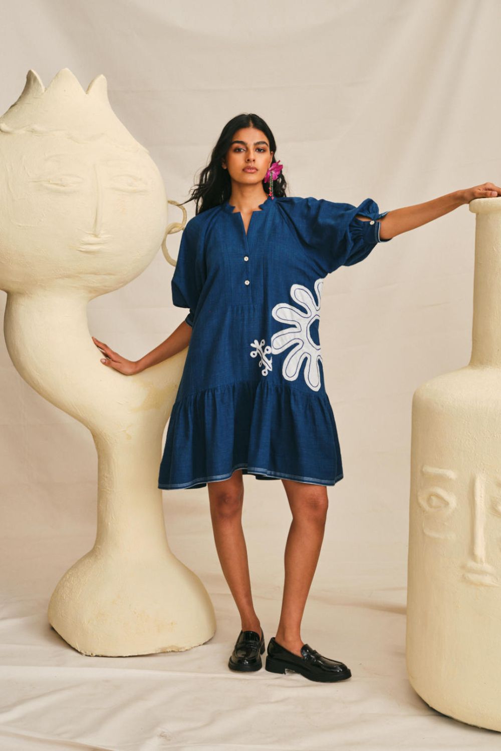 Neelkamal Handwoven Applique
 Mini Dress