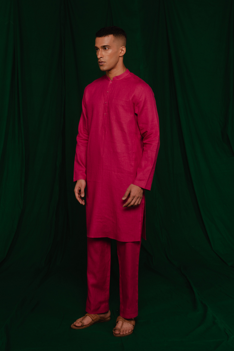 Rani Linen Kurta Set by Saphed Men for men Worldwide