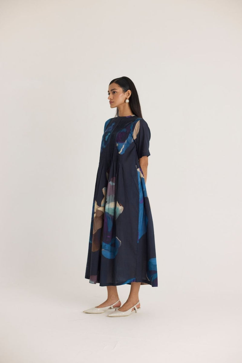 ROCCO PINTUCK DRESS cotton by Yam in black color for women Worldwide
