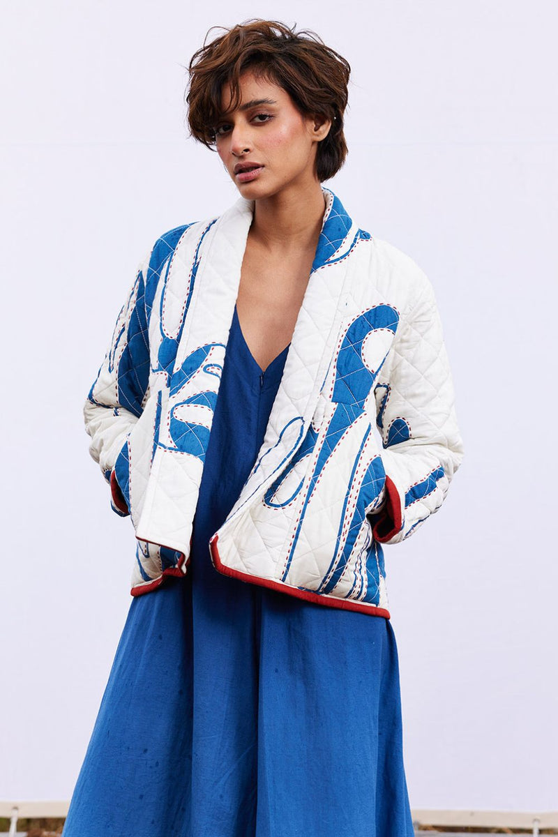 Frost jacket cotton by Khara Kapas in white for women Worldwide