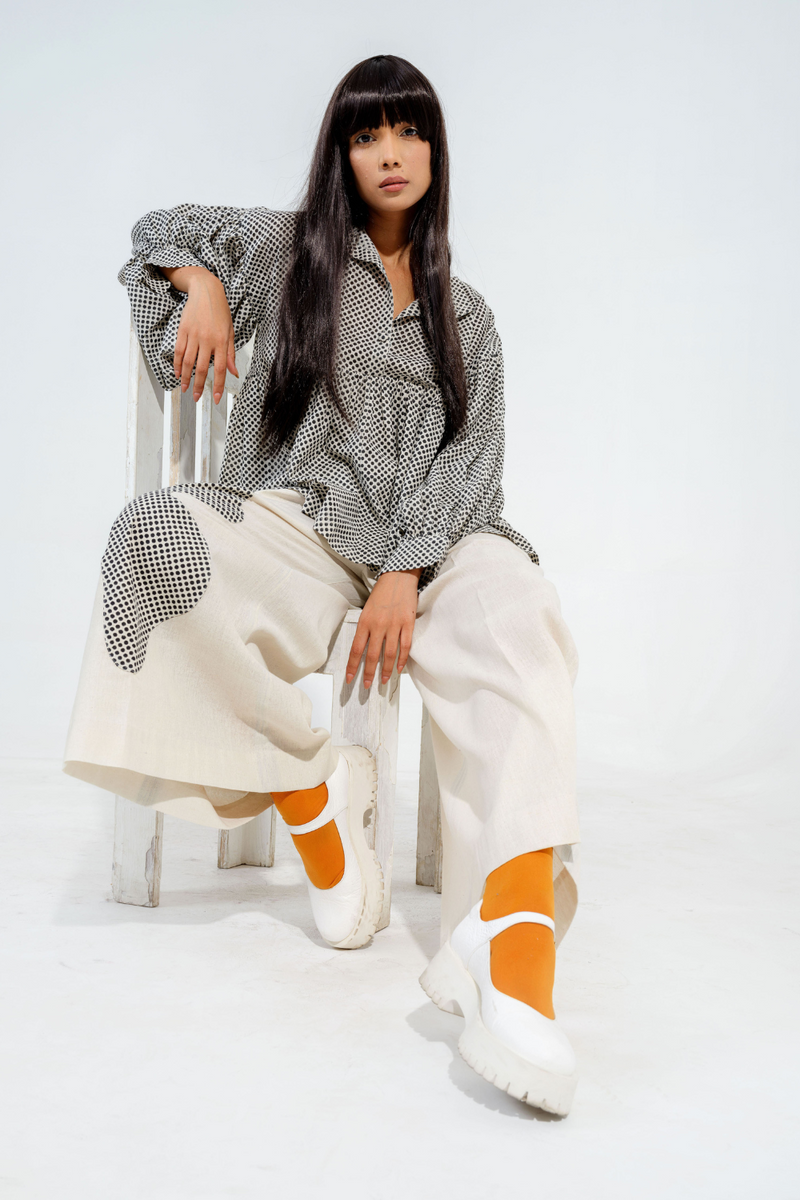 Camphor Top cotton muslin tops and shirts by Stoique in natural, black for women Worldwide