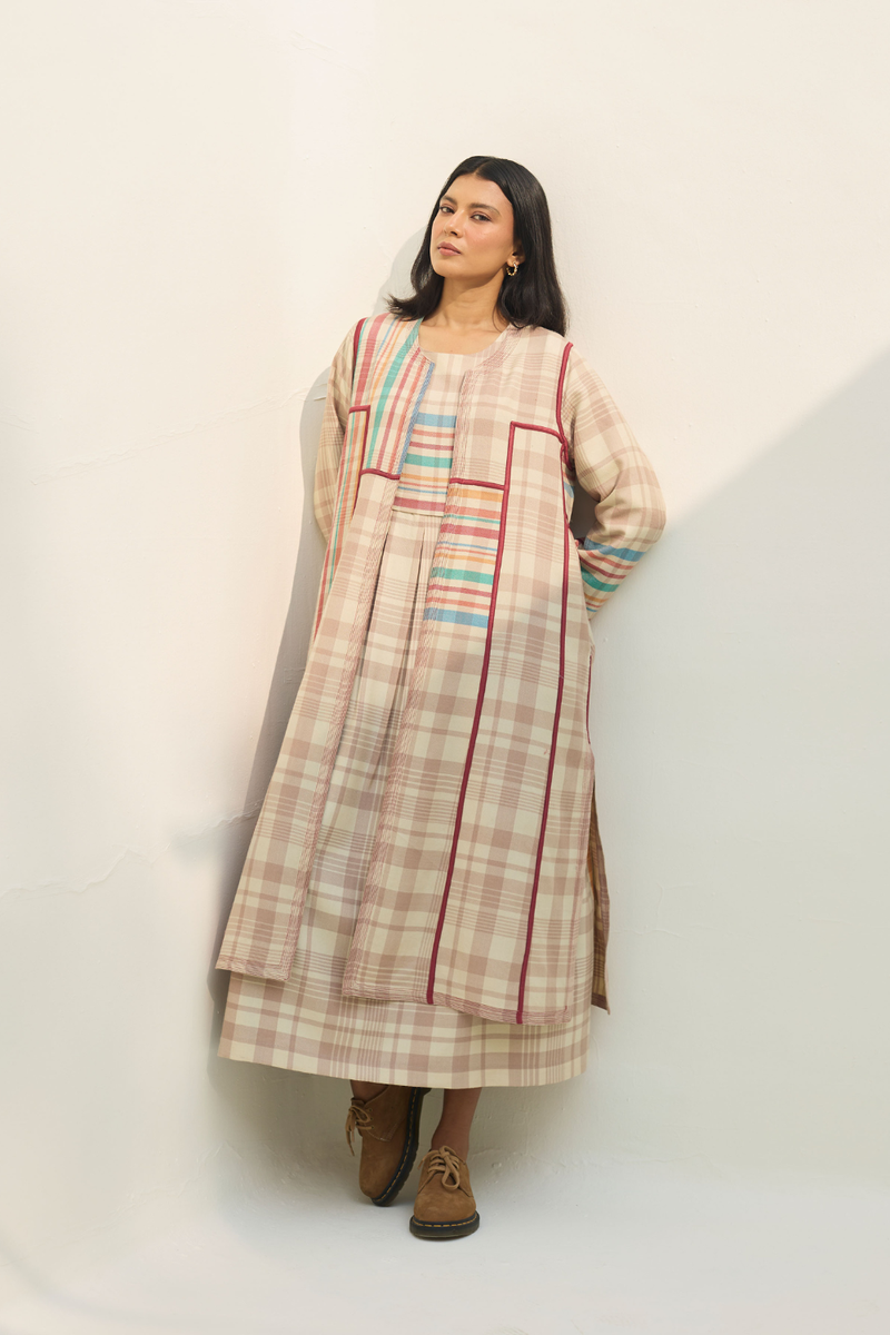 Thena Reversible Merino Wool Co-ord Set - Beige by Manan in beige color for women Worldwide