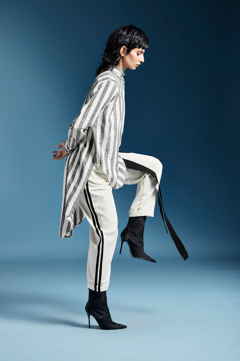 Andie Shirt in Kala Cotton-Bw Awning Stripes cotton by Chola for women Worldwide