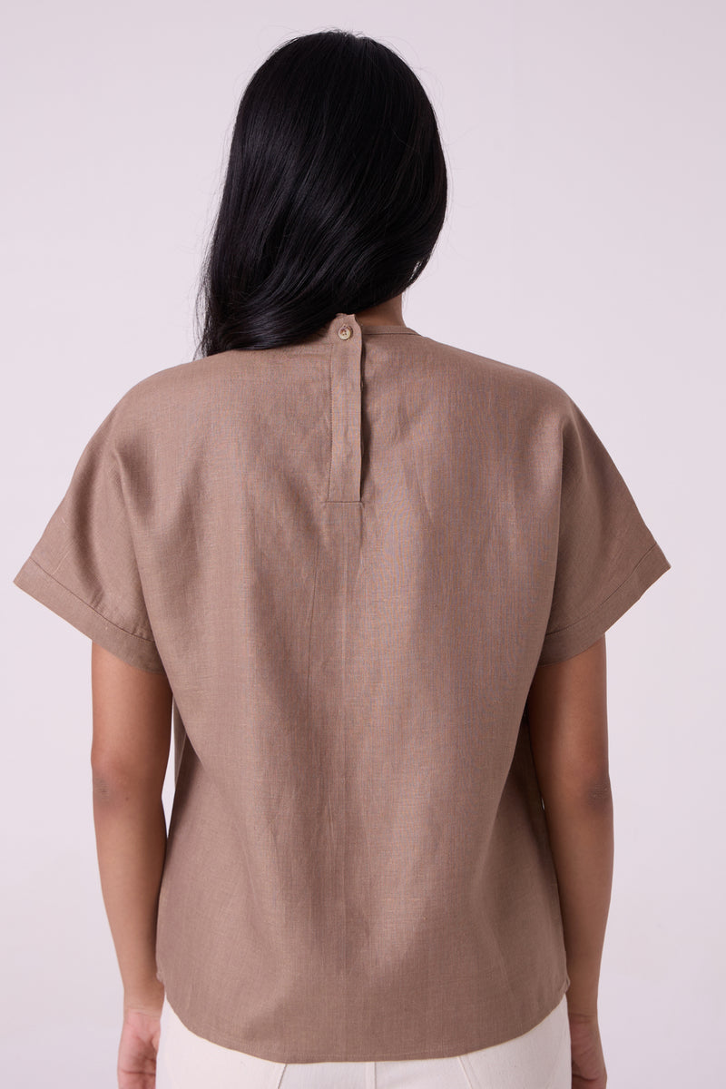 Pam Brown Linen Top linen top/shirt by The Summer House in brown for women Worldwide